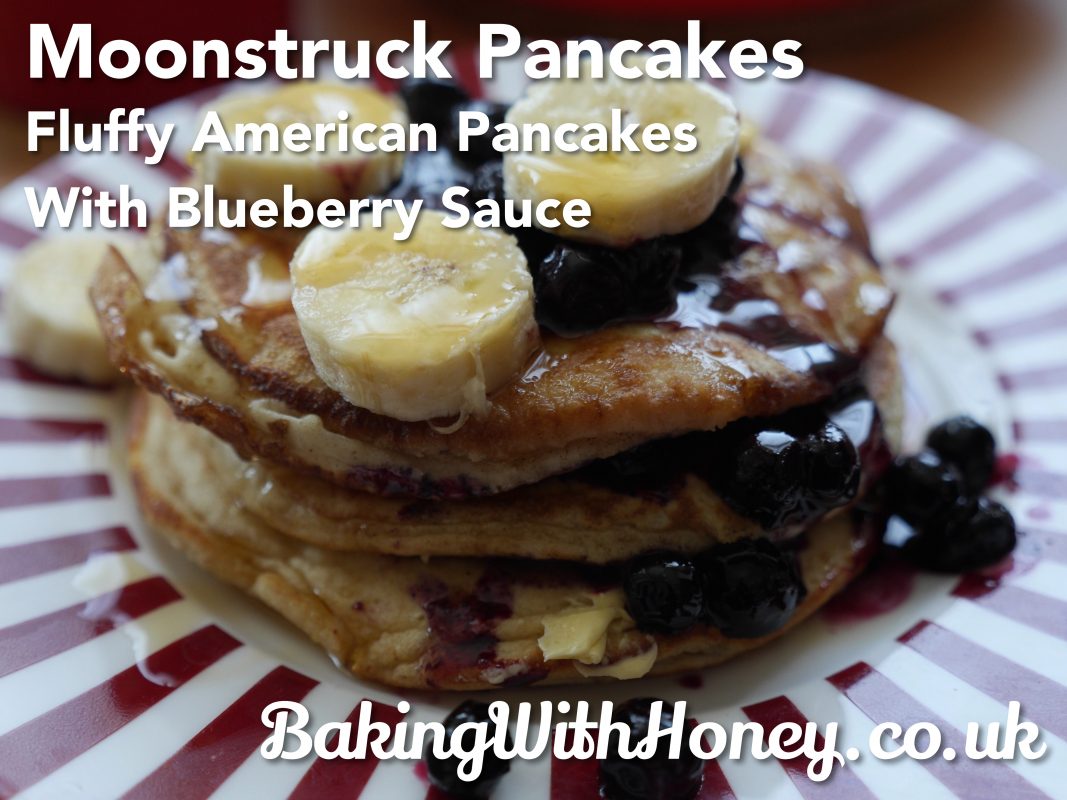 Moonstruck Pancakes: Fluffy American Pancakes with Blueberry Sauce