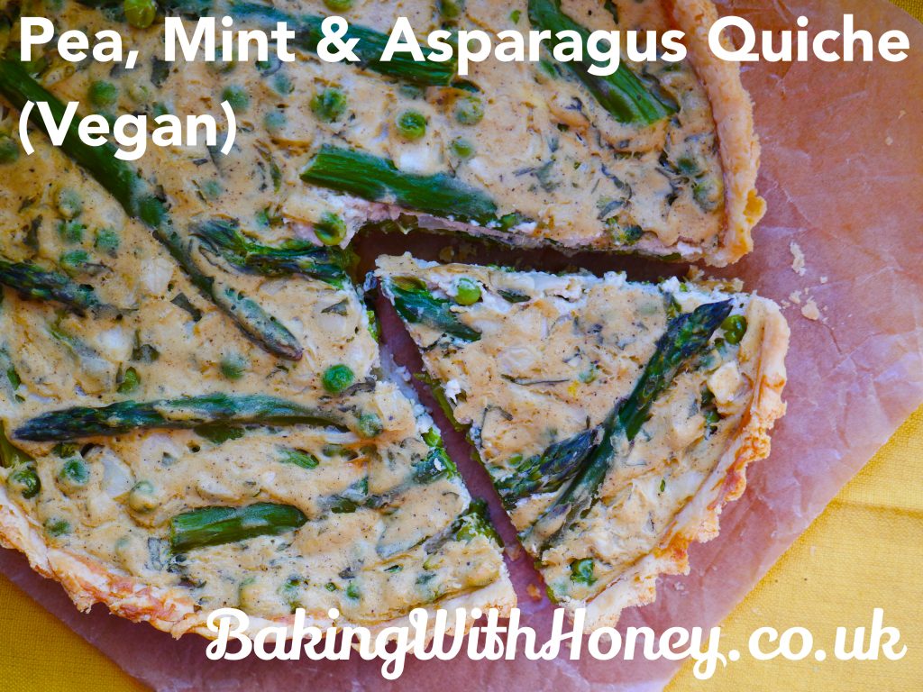 vegan pea, mint & asparagus quiche tart