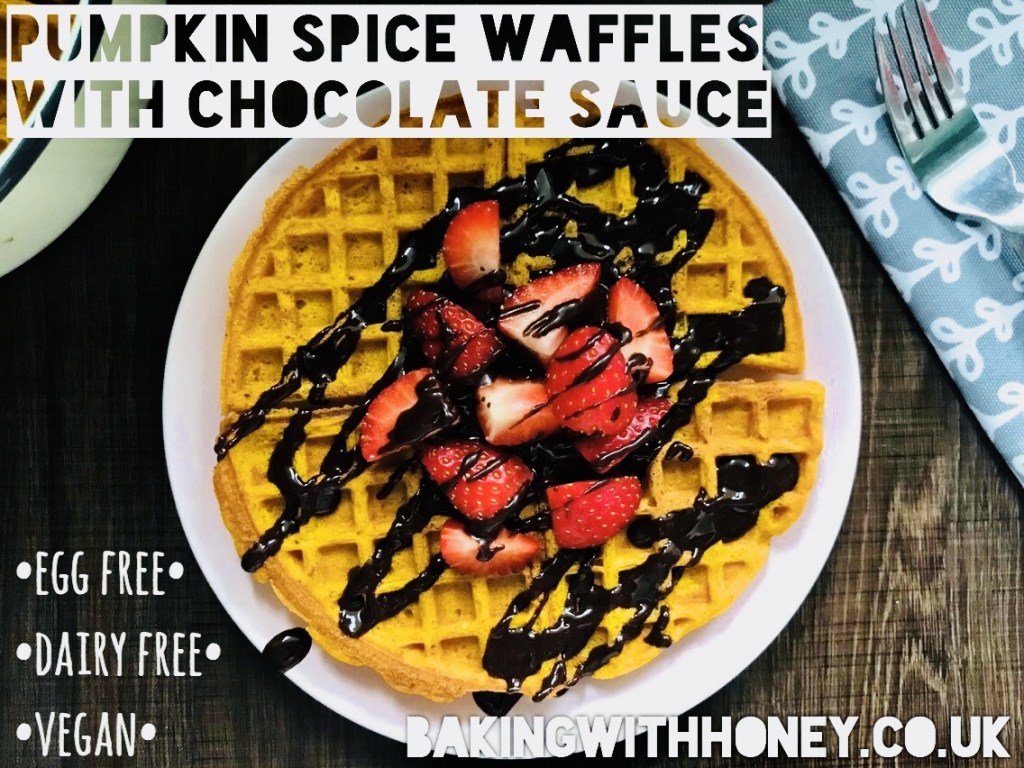Vegan Pumpkin Spice Waffles + Quick Chocolate&nbsp;Sauce
